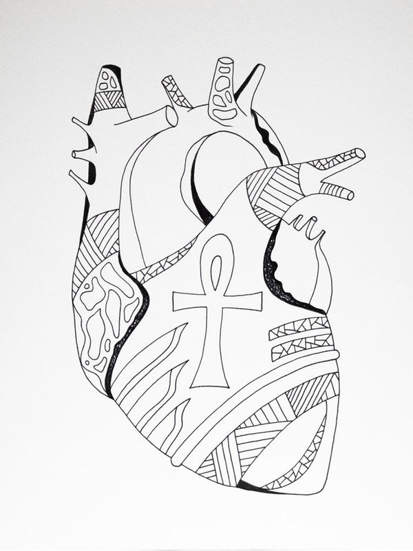 Melanin Heart: Original Pen and Ink Artwork + NFT Version 