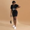 White line art atomic heart graphic tee in lightweight cotton, shown from the back