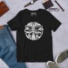 Dragonfly graphic tee with white line art circle design on cotton t-shirt