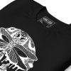 White line art dragonfly t-shirt in a circle design on lightweight cotton tee