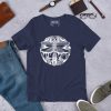Dragonfly t-shirt featuring white line art circle design on cotton tee