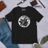 White line art hummingbird t-shirt featuring a circular design on lightweight cotton tee