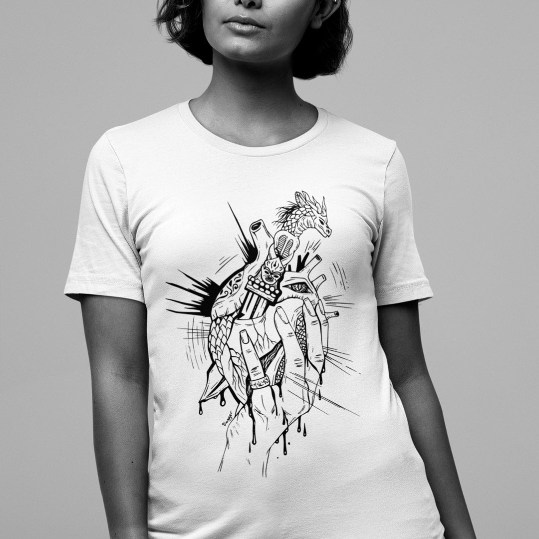 Creative Human Heart T-shirt Artwork (Dagger Through Heart)