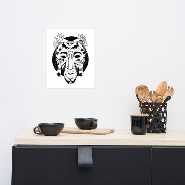 African Mask No 1: African Wall Art Pen and Drawing