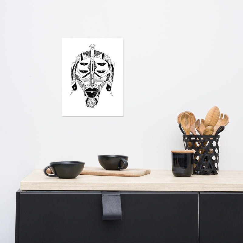African Mask No 11: African Wall Art Pen and Drawing