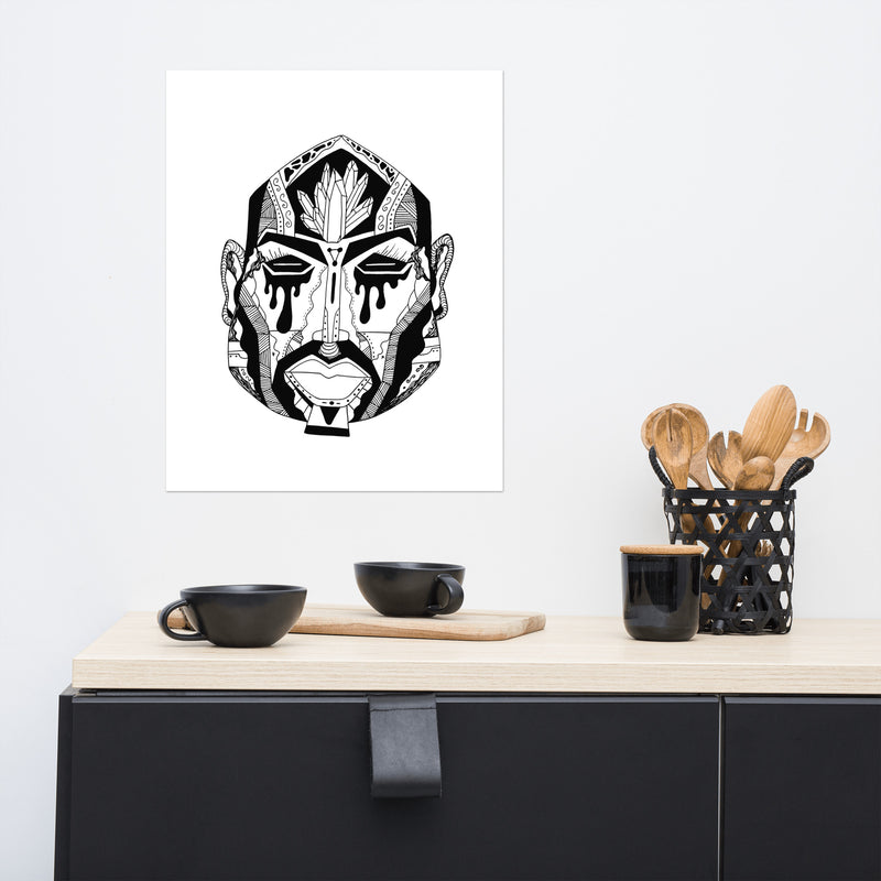 African Mask No 9: African Wall Art Pen and Drawing