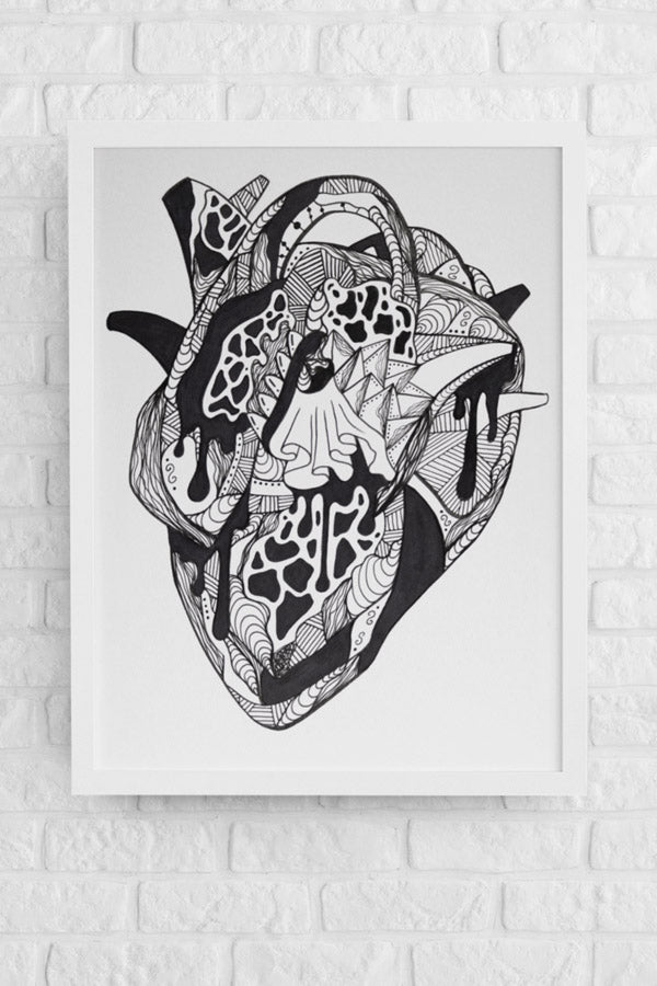 Abstract Heart: Original Pen and Ink Artwork + NFT Version 