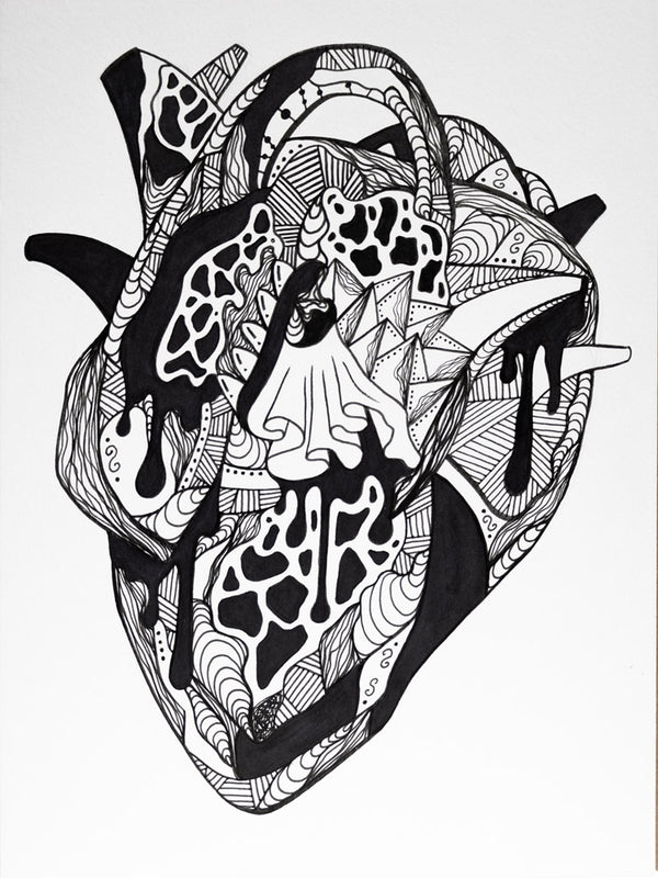 Abstract Heart: Original Pen and Ink Artwork + NFT Version 