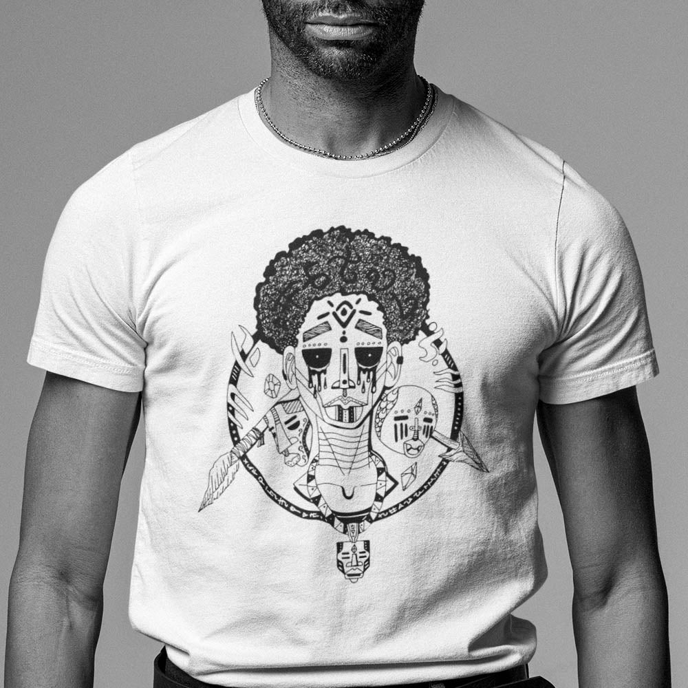 Unique & Powerful Afro T-shirt "Boy Between Warring Tribes"