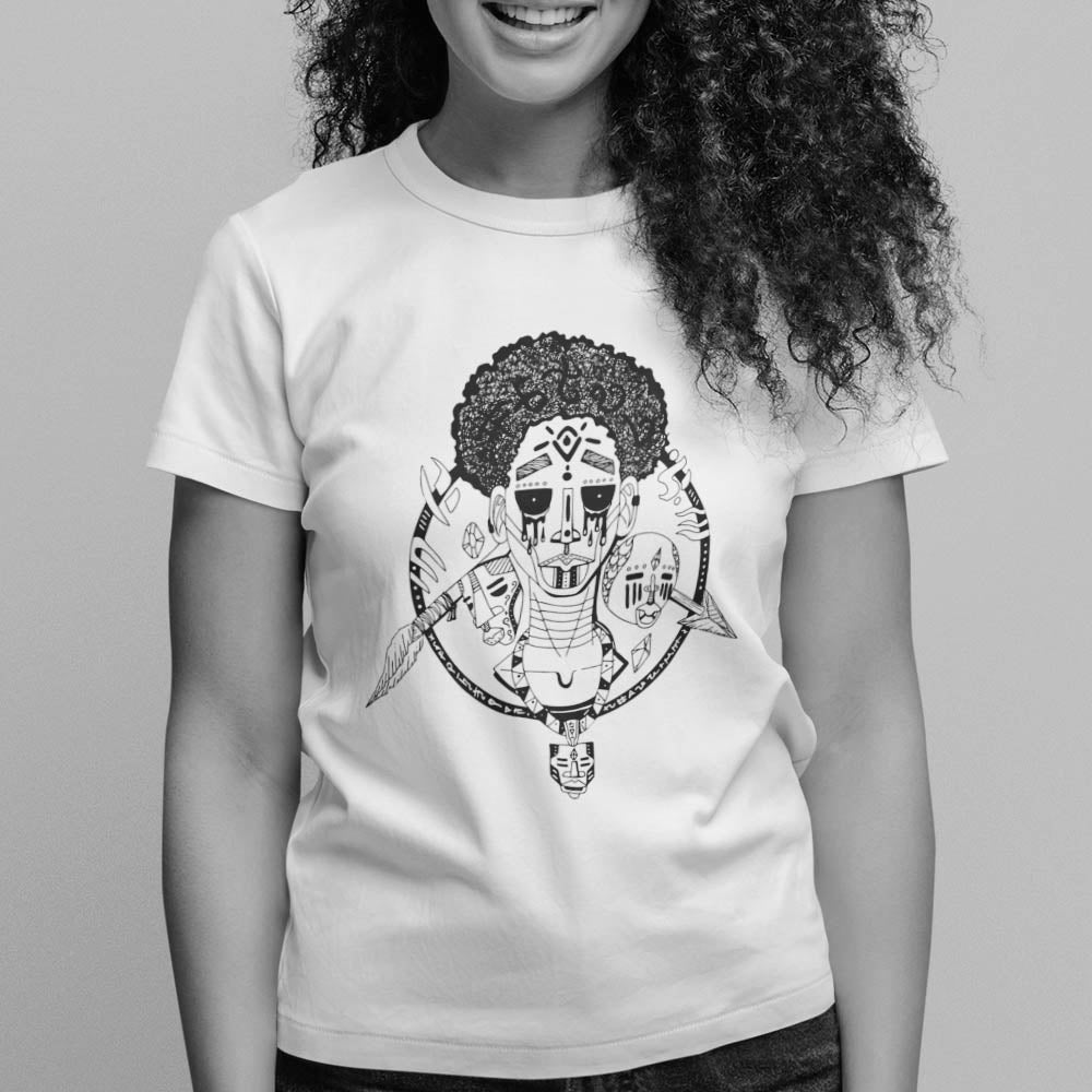 Unique & Powerful Afro T-shirt "Boy Between Warring Tribes"