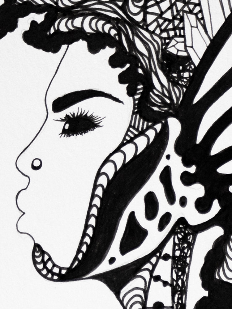 Afro Beauty: Original Pen and Ink Artwork + NFT Version 