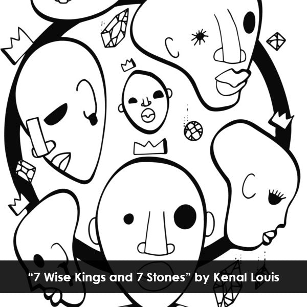 Afrocentric Artwork Print "7 Wise Kings and 7 Stones"