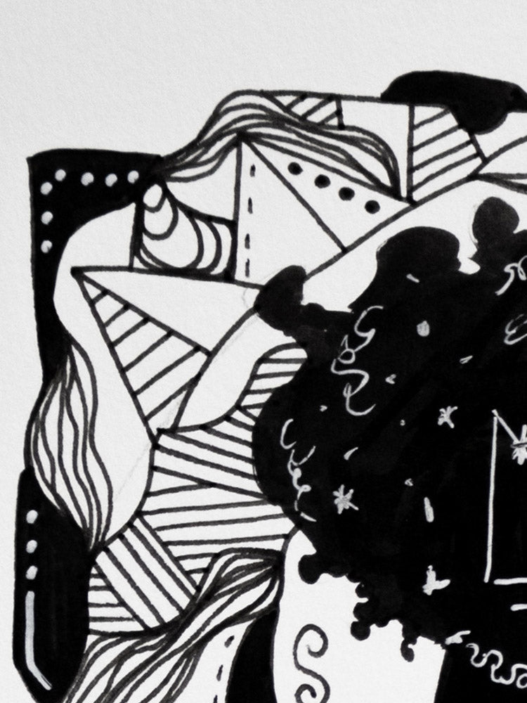 Afrocentric Maze: Original Pen and Ink Artwork + NFT Version 