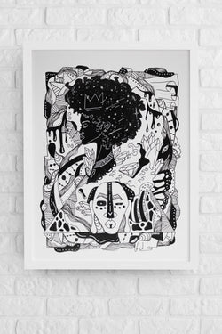 Afrocentric Maze: Original Pen and Ink Artwork + NFT Version 