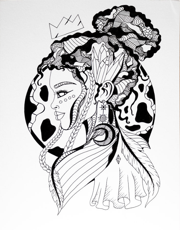 Beauty Queen: Original Pen and Ink Artwork + NFT Version 