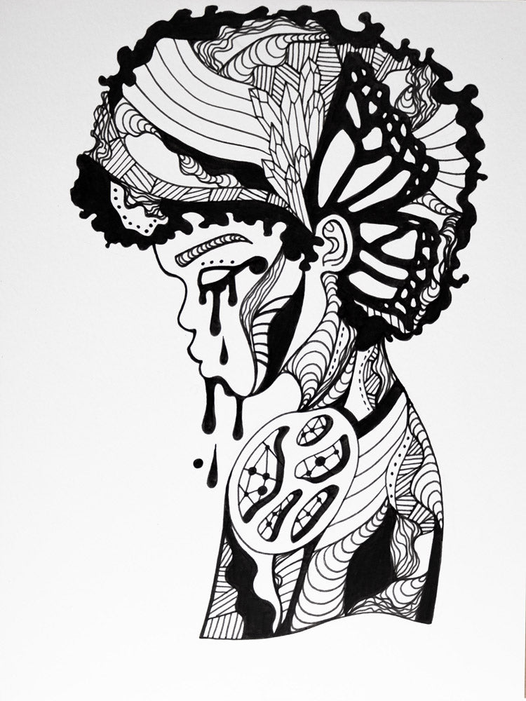 Beauty In Struggle: Original Pen Ink Artwork + NFT Version 