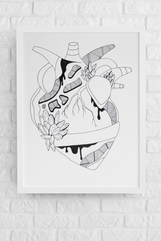 Crystal Heart: Original Pen and Ink Artwork + NFT Version 