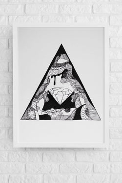 Diamond Triangle: Original Pen and Ink Artwork + NFT Version 