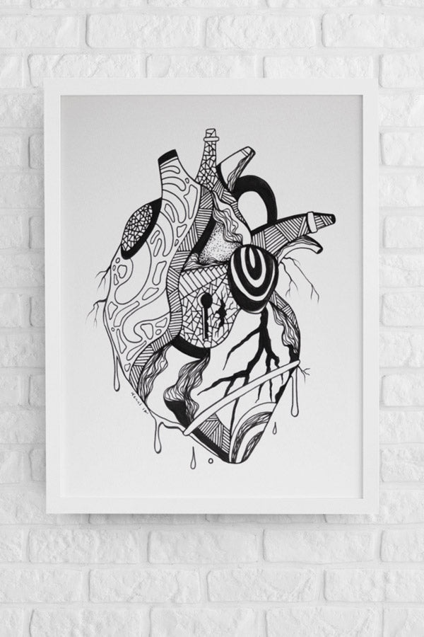 Distressed Heart: Original Pen and Ink Artwork + NFT Version 