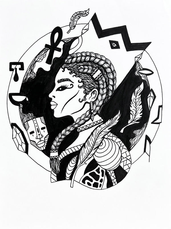 Divine Queen: Original Pen and Ink Artwork + NFT Version 