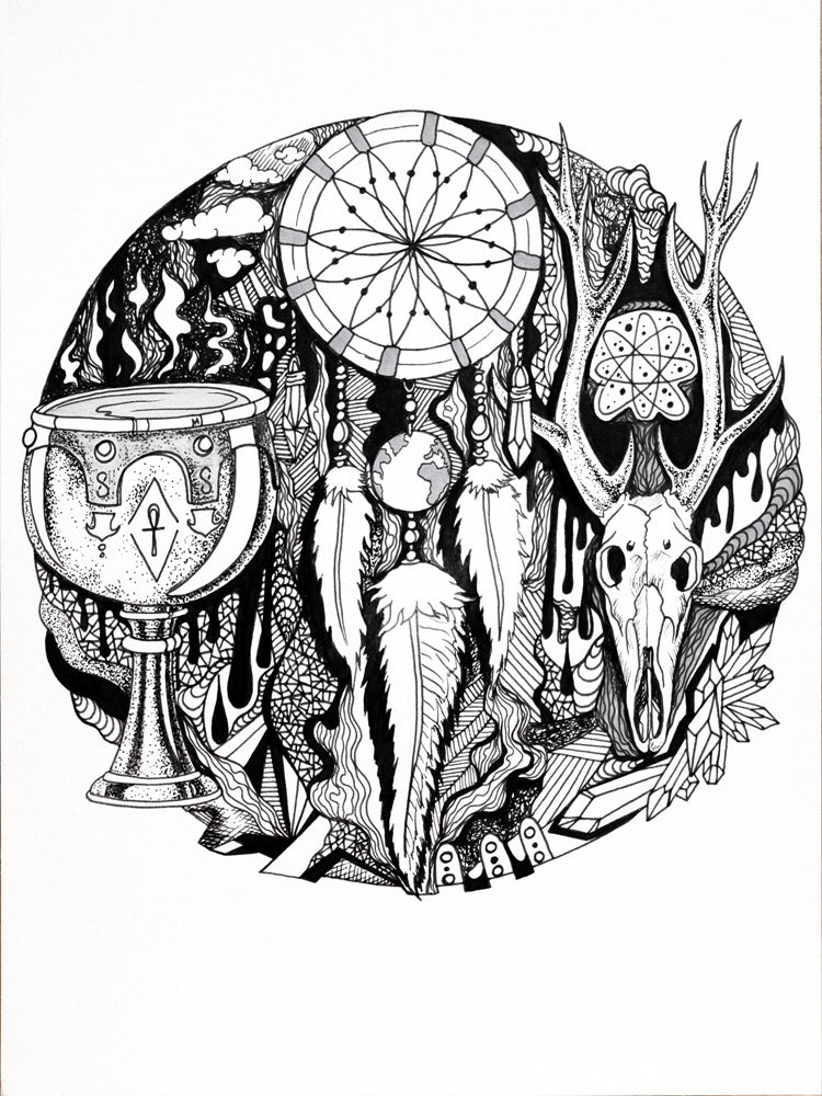 Dreamcatcher in the Desert: Original Ink Artwork + NFT 