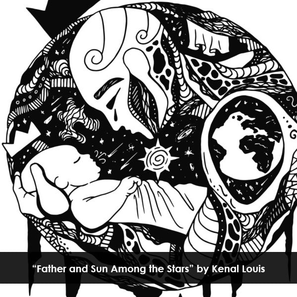 "Father and Sun Among the Stars Fatherhood Artwork