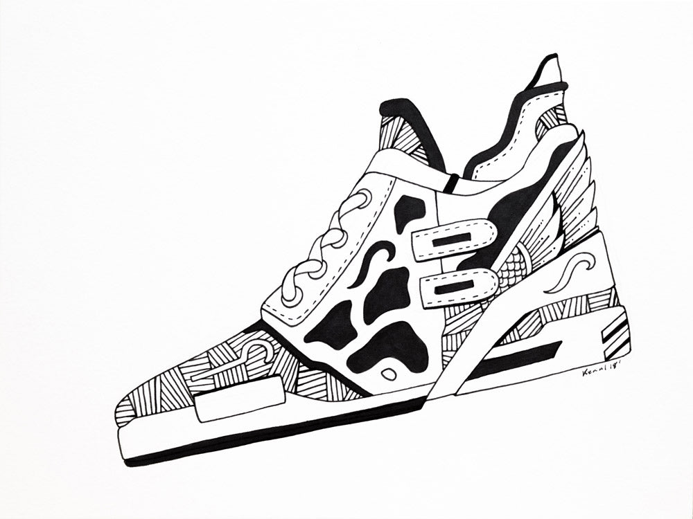 Flyer Sneaker Number 1: Original Ink Artwork + NFT Version 