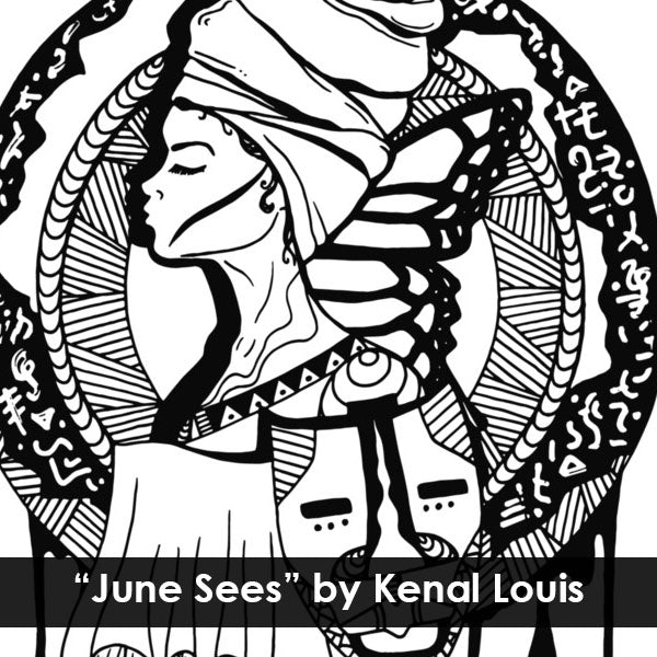 black woman artwork print of "June Sees"