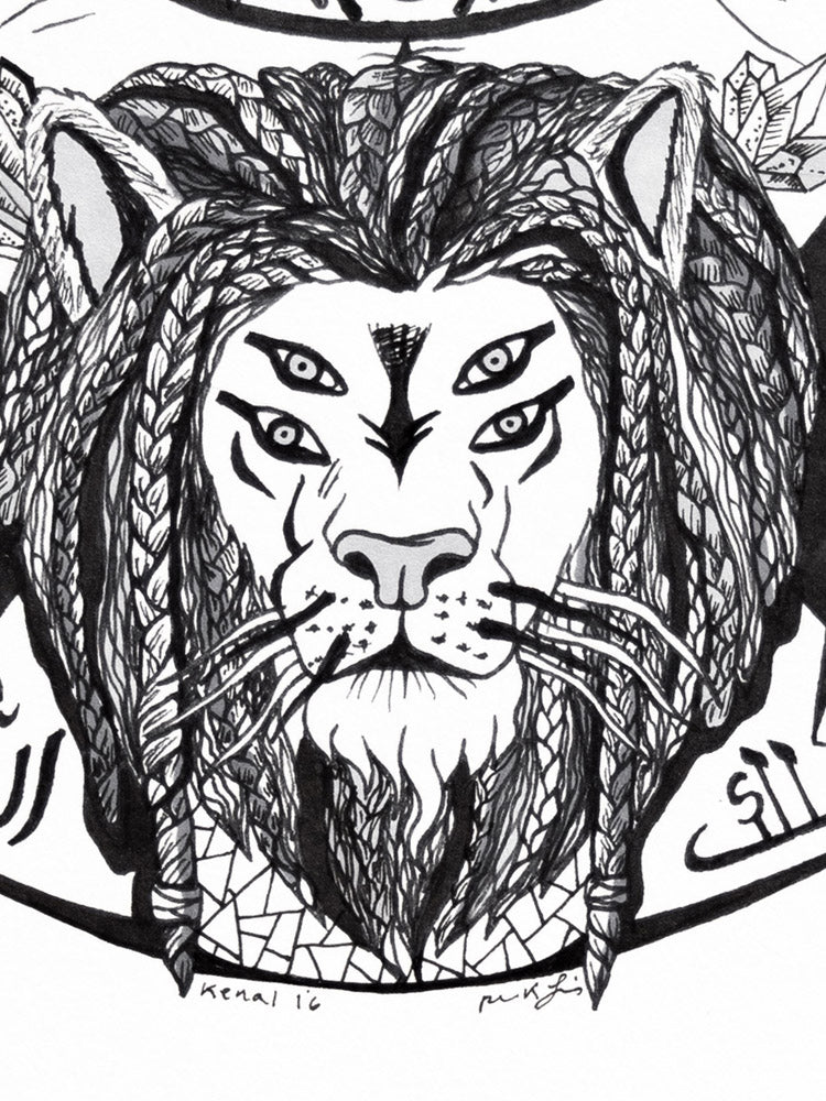 King Solomon and the Lion of Judah: Original Ink Artwork 