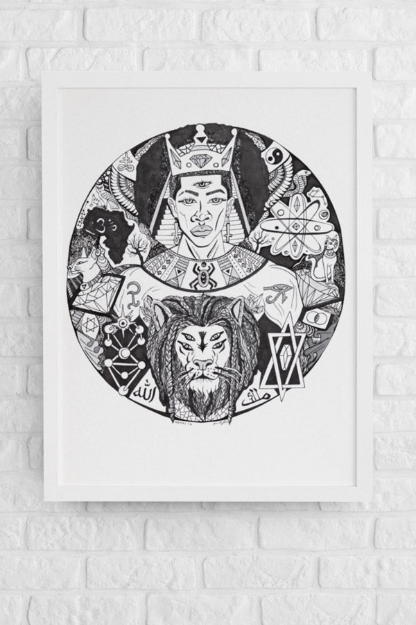 King Solomon and the Lion of Judah: Original Ink Artwork 