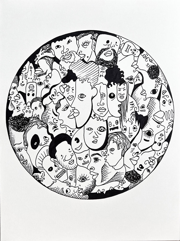 Many Faces: Original Pen and Ink Artwork + NFT Version 