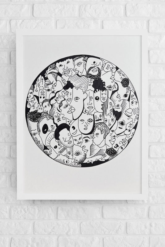 Many Faces: Original Pen and Ink Artwork + NFT Version 