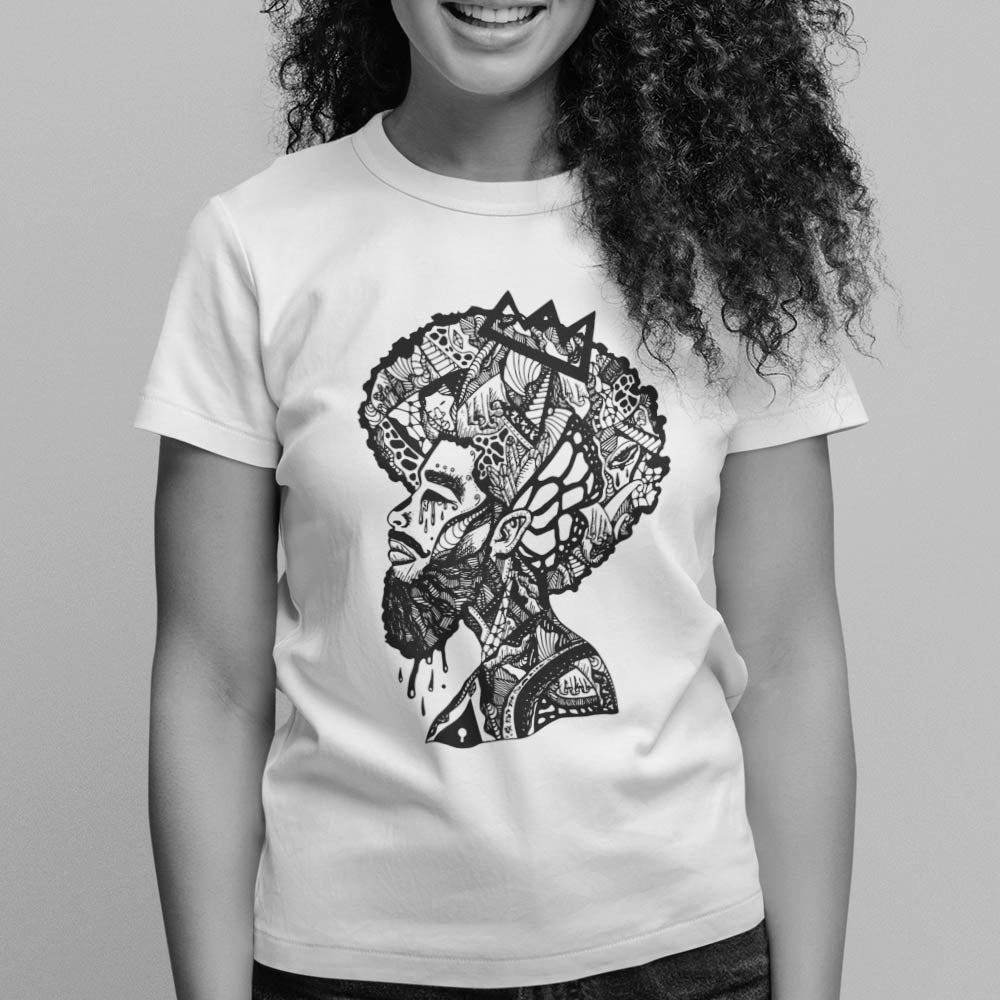 Unique Afro T-shirt "Melancholic Mind" Black Culture T-shirt