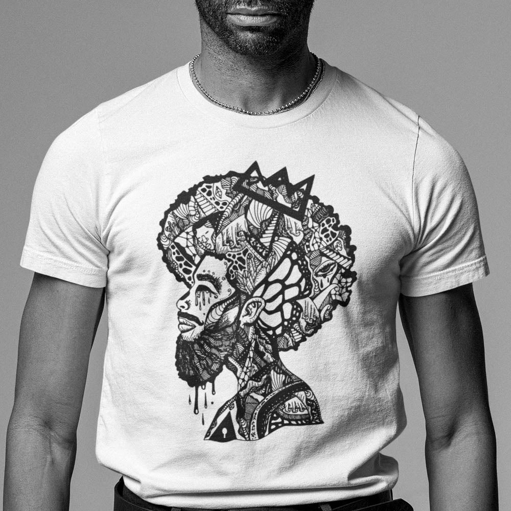 Unique Afro T-shirt "Melancholic Mind" Black Culture T-shirt