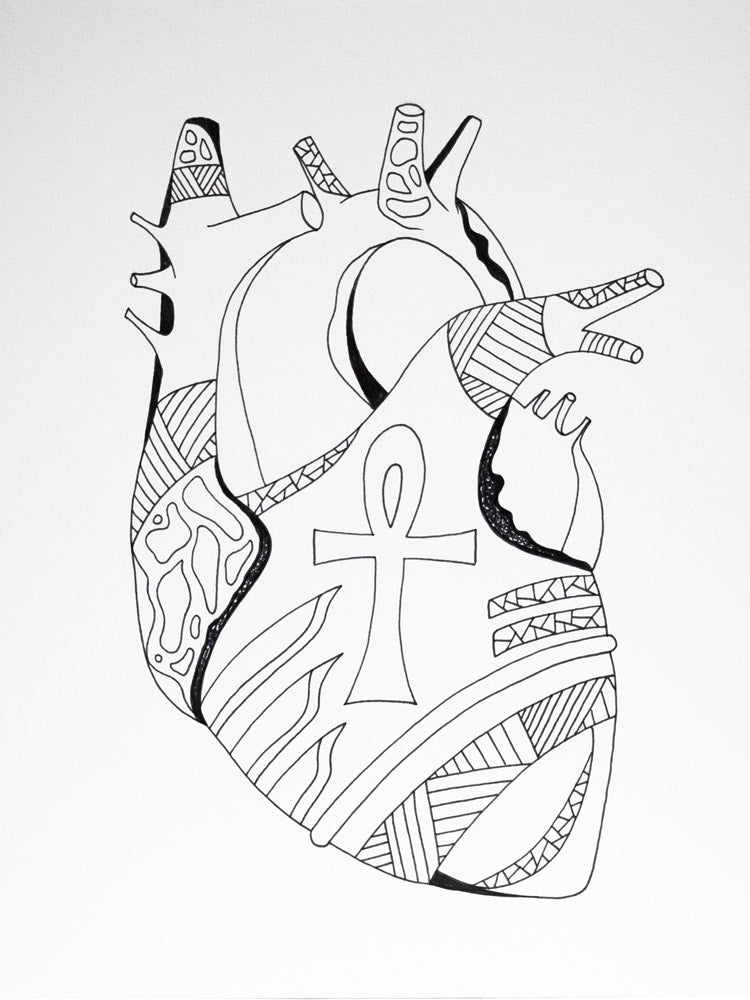 Melanin Heart: Original Pen and Ink Artwork + NFT Version 