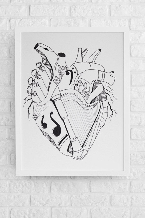 Musical Heart 2: Original Pen and Ink Artwork + NFT Version 