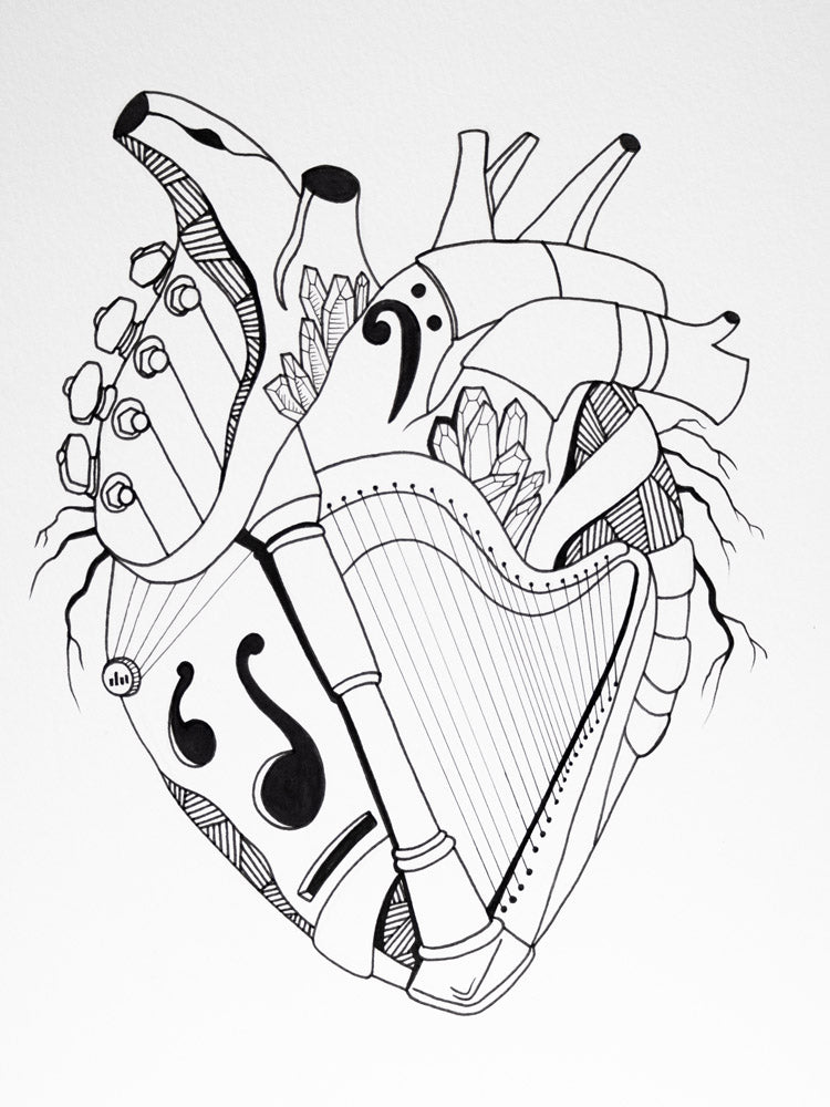 Musical Heart 2: Original Pen and Ink Artwork + NFT Version 