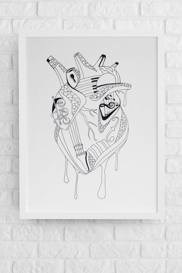 Musical Heart: Original Pen and Ink Artwork + NFT Version 