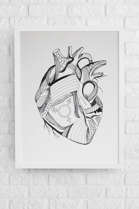 Pride Heart: Original Pen and Ink Artwork + NFT Version 