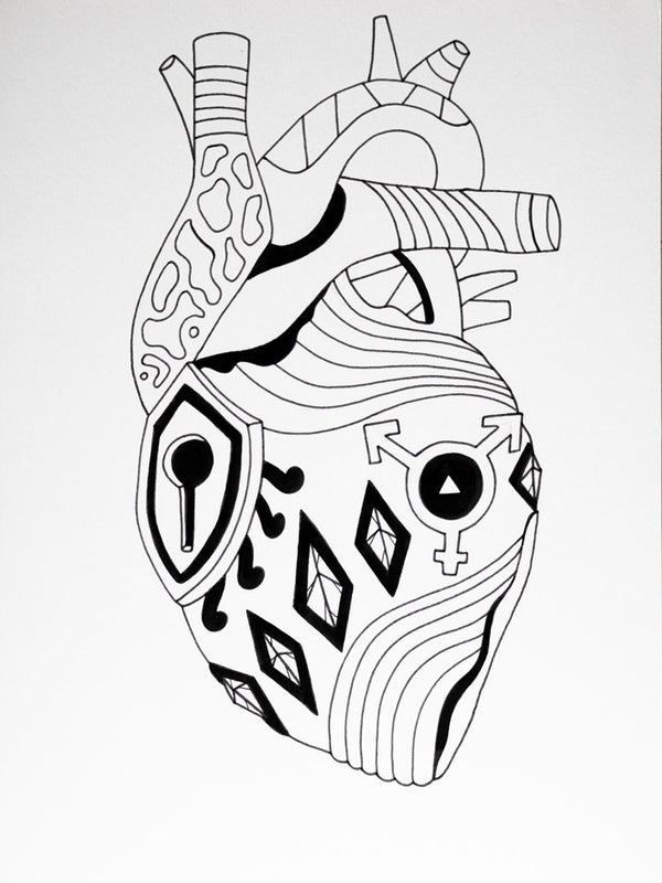 Pride Heart II: Original Pen and Ink Artwork + NFT Version 