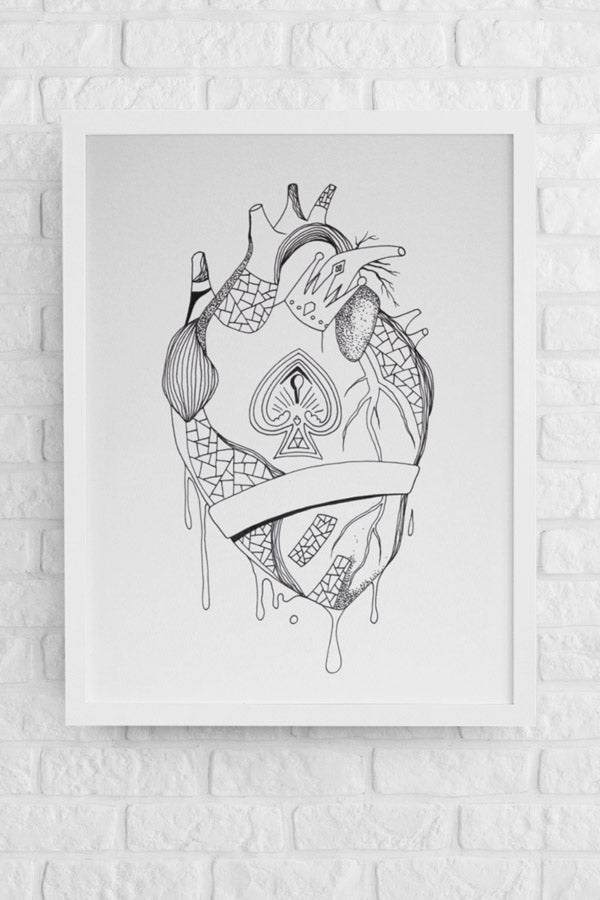 Royal Heart: Original Pen and Ink Artwork + NFT Version 