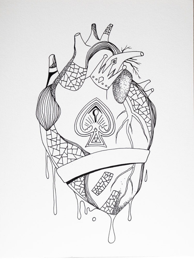 Royal Heart: Original Pen and Ink Artwork + NFT Version 
