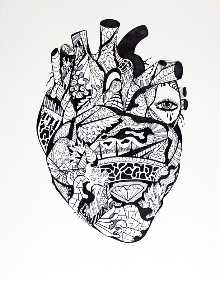 Transparent Heart: Original Pen and Ink Artwork + NFT Version 