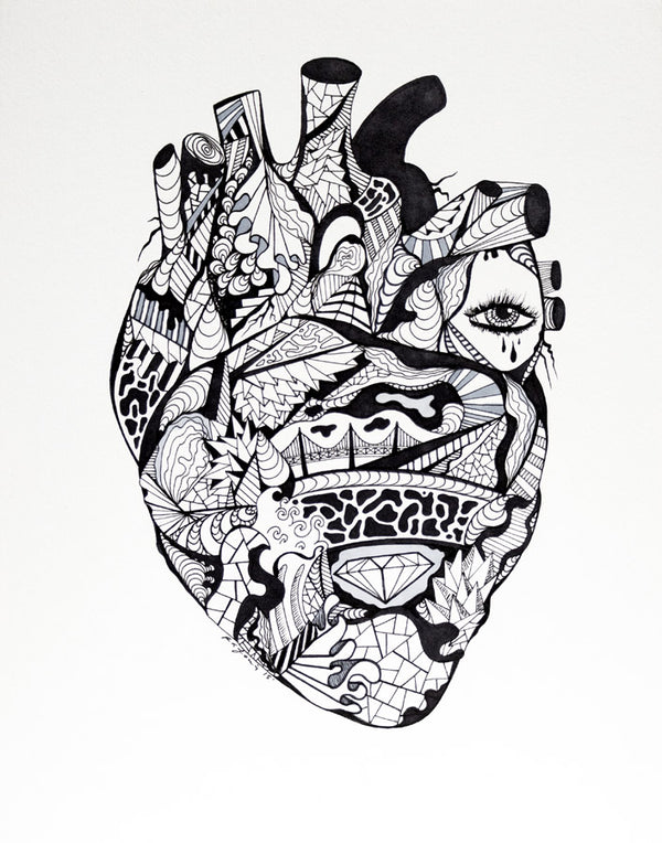 Transparent Heart: Original Pen and Ink Artwork + NFT Version 