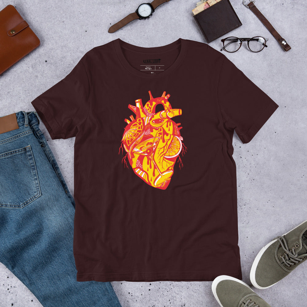 The Most Unique Cocktail Heart T-Shirt: Yellow Red Edition