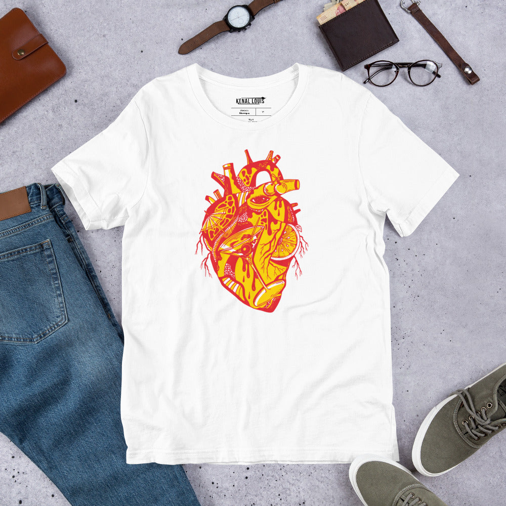 The Most Unique Cocktail Heart T-Shirt: Yellow Red Edition