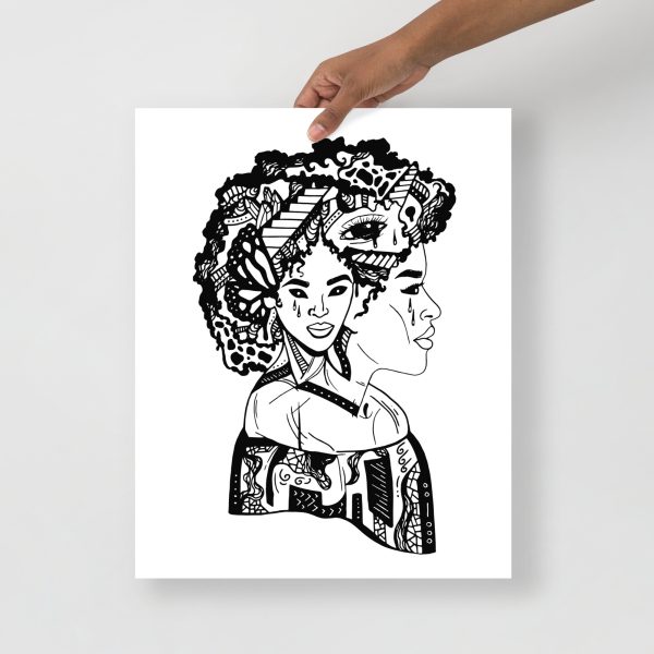 Abstract Afrocentric art print Looking to Escape on matte museum-quality paper