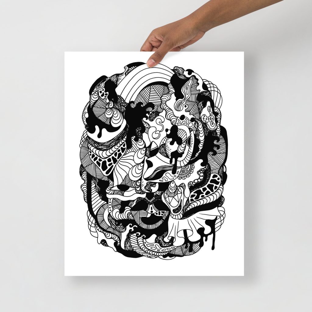 Abstract Line Art Print - Wave of Thoughts No. 2