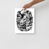 Abstract line art print of a minimal wave of thoughts on matte museum-quality wall art paper