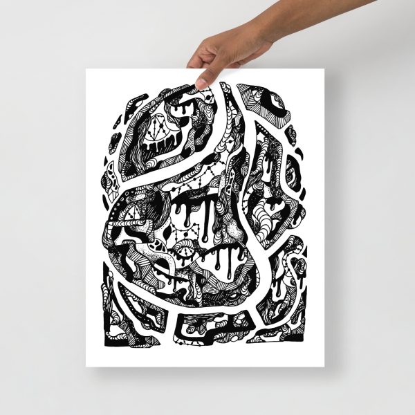 Minimal abstract line art print titled Abstract Wave of Thoughts No. 3 on matte paper